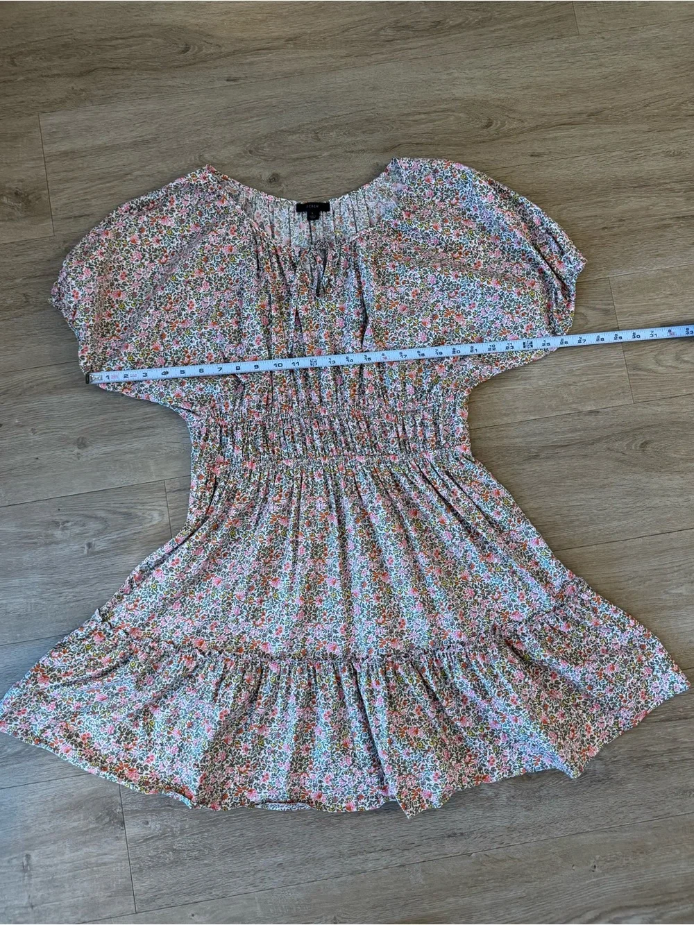 J. Crew Cinched-waist Puff-sleeve Dress In Scattered Blooms Size Large